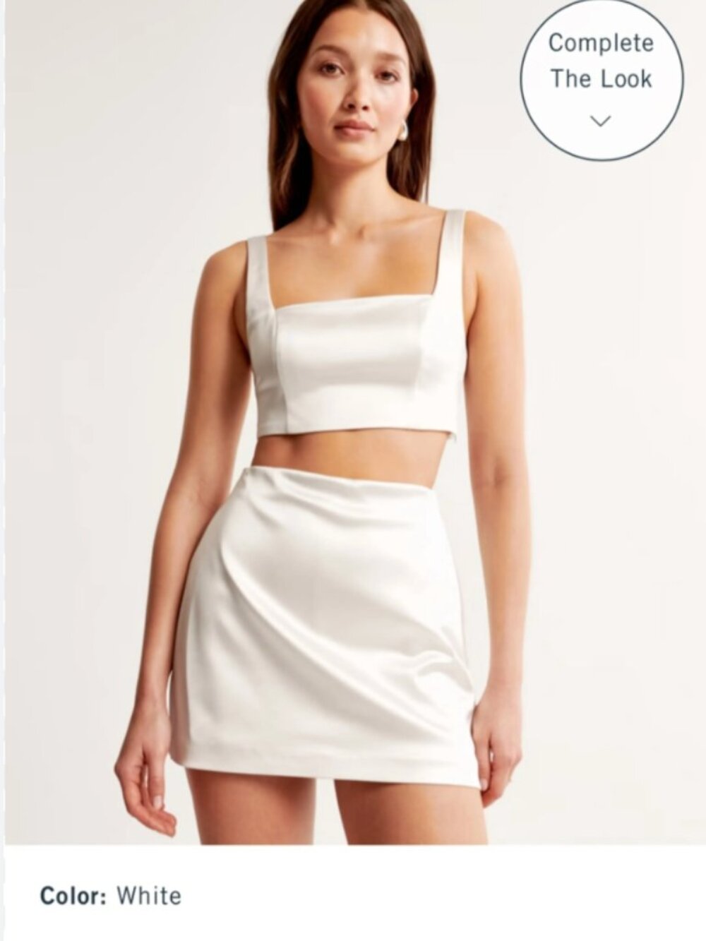 ABERCROMBIE & FITCH WHITE SATIN BRIDE MINI SKORT SKIRT SET - SMALL